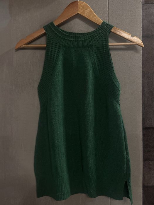 Зелен плетен потник Massimo Dutti