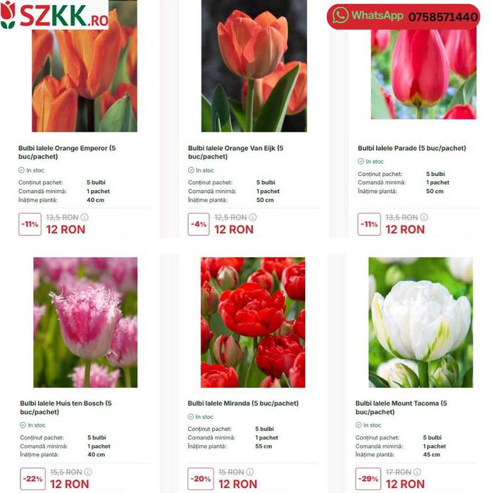 Bulbi de lalele la pret de extrasezon - lichidare stoc!