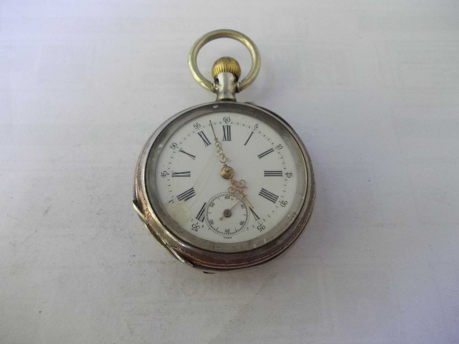 Ceas vechi de buzunar defect din argint 1892