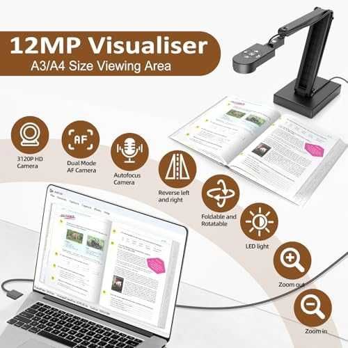 Нов визуализатор Документ камера 12MP 4K A3 уеб камера за Zoom OBS Teams Mac PC