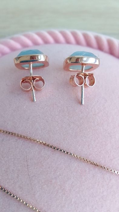 Сребърни обеци с Топаз/Цитрин/Лунен камък/Комплект с Аквамарин