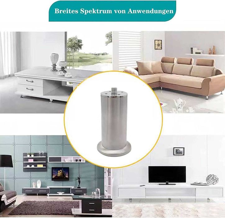 Pachet 4 picioare mobilier inox, dulap, canapea 5,8,10,12,20  cm