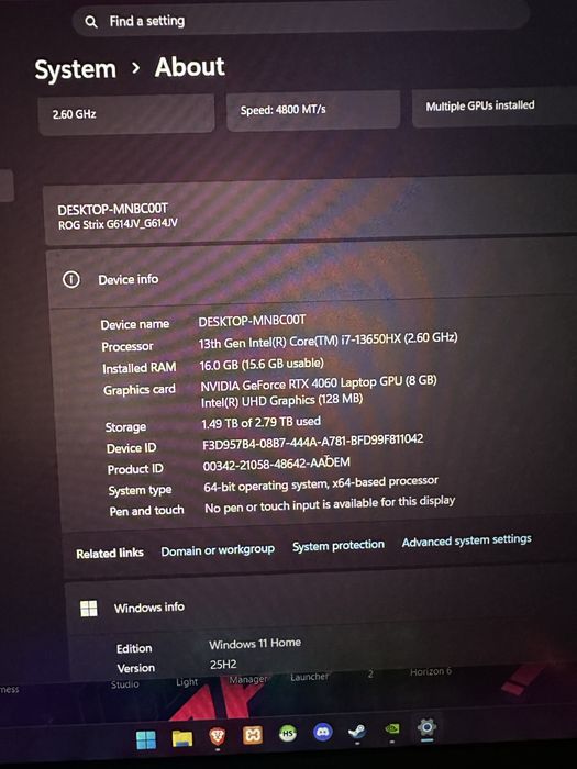 ГЕЙМЪРСКИ ЛАПТОП БАРТЕР Asus rog strix g16 gaming лаптоп rtx 4060 i7 13650hx