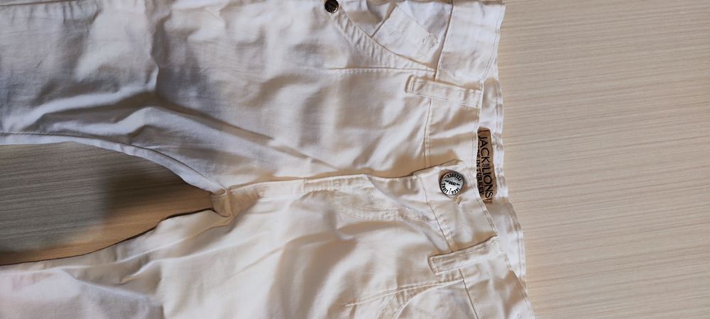 Бели памучни дънки 12-18 месеца