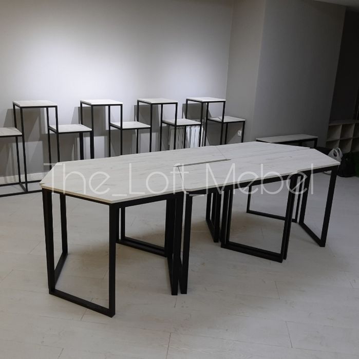 Мебель для офиса. Порта стол трапеция в лофт стиле