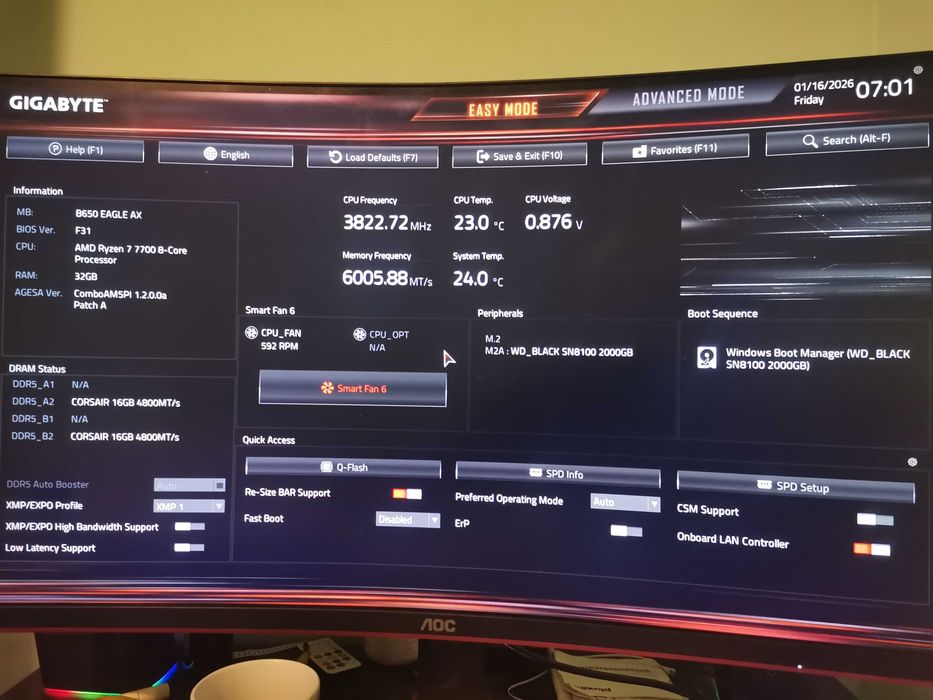 Pc Gaming/Workstation AM5, Ryzen 7700,32Gb ddr5 , SN8100 PCIe 5.0 2Tb