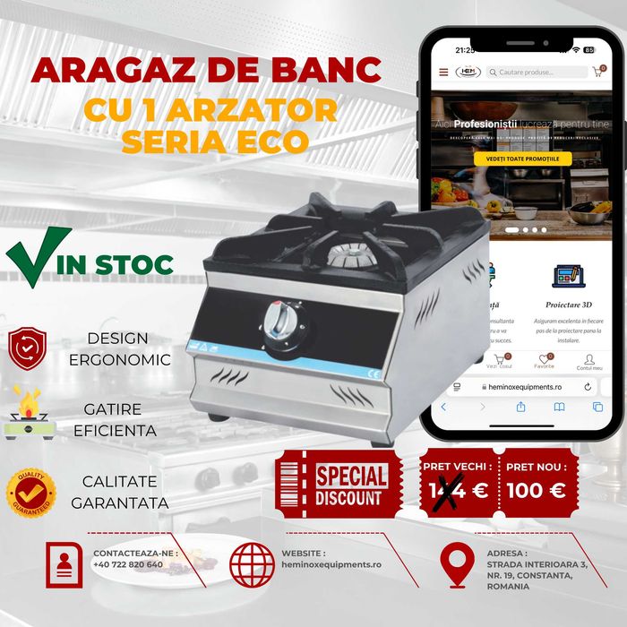 Aragaz De Banc Inox cu 1Arzator,2Arzatoare,3Arzatoare,4Arzatoare Gaz