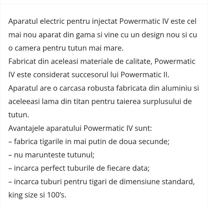 Aparat automat injector tutun