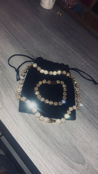 Set tennis colier-brățară gold stil swarovski