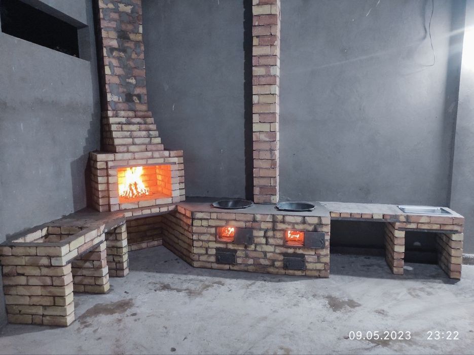 Учок ёзги ошхона курамиз, очаги барбикю печки быстро и качественно в л