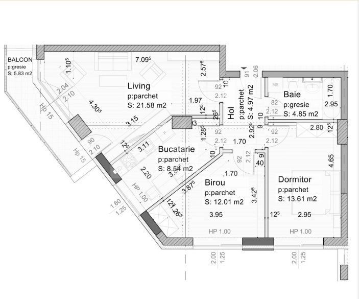 COMISION 0%Apartament 3 camere/ 66,5mp + balcon 6 mp,Tractorul