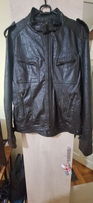 Geacă de piele ZARA culoare maro