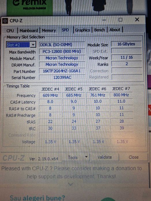 Modul memorie RAM Micron 16GB DDR3 SO-DIMM, perfect funcțional