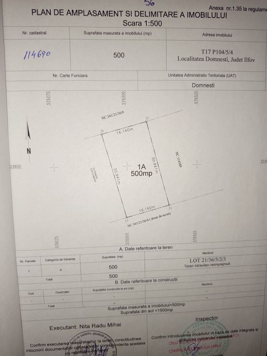 Vând 4 loturi teren în Domnești, strada Garoafei/Intrarea Petuniei