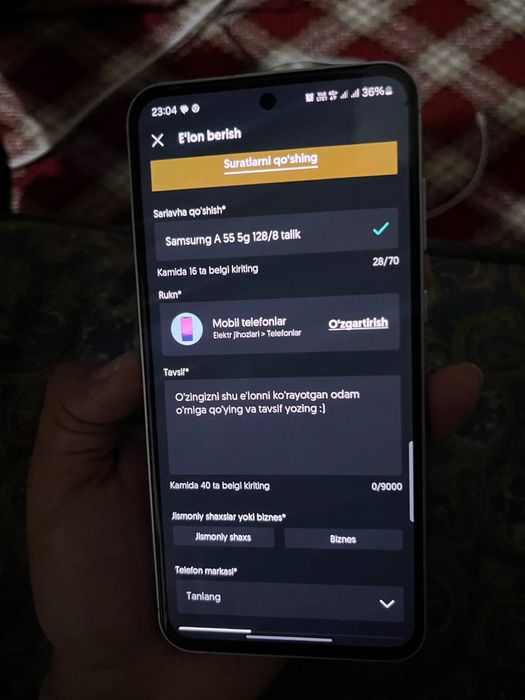 A55 5 g kafolati bilan