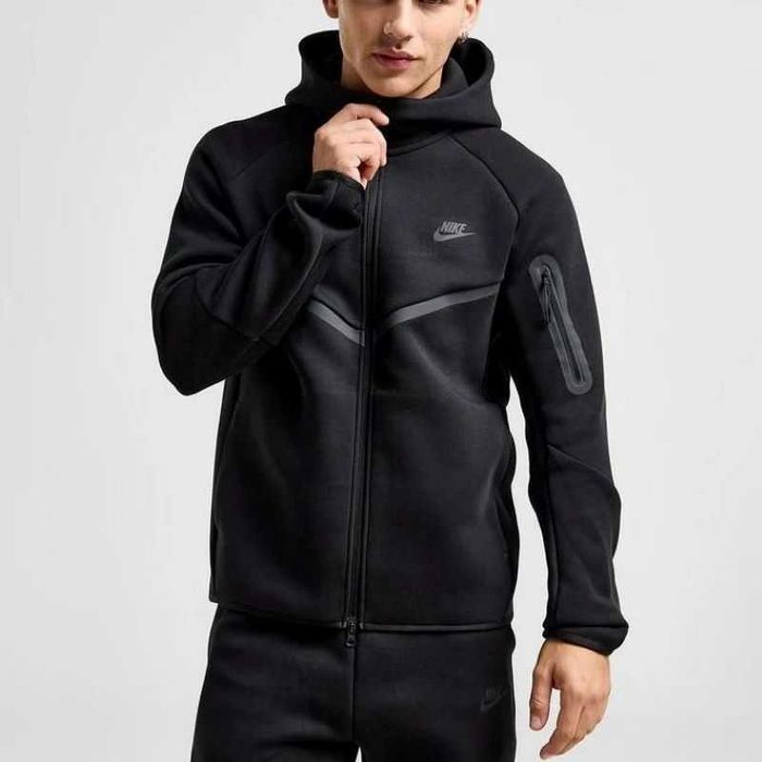 Hanorac / Bluza cu fermoar fleece tech negru barbati NIKE - NOU