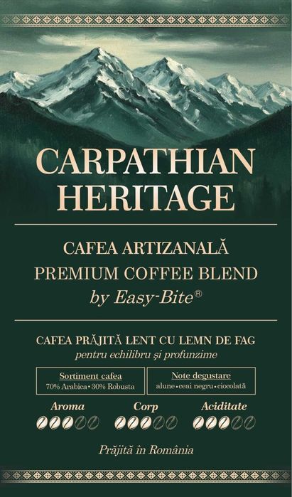 Cafea boabe 1kg – EasyBite Carpathian Heritage – prăjire tradițională