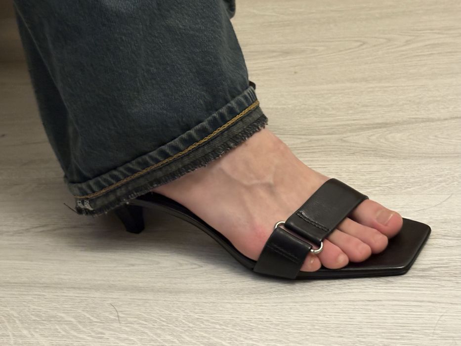 Pantofi, Mango, catarama, toc mic, bot patrat