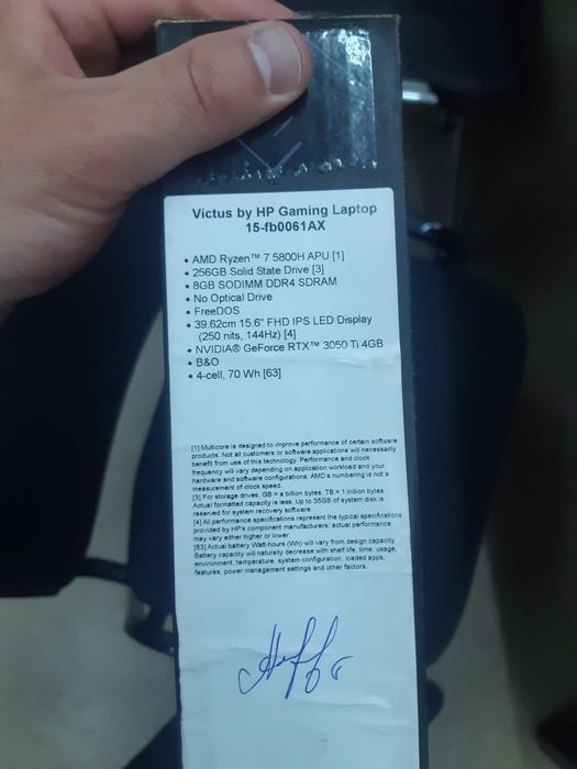 HP Victus-15 Ryzen-7 5800H, Nvidia RTX 3050-Ti 4GB, RAM 8GB, 256 GB