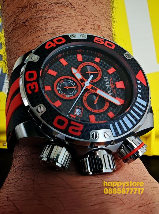 INVICTA Carbon Silver/Orange 52 mm, Инвикта нов ръчен часовник