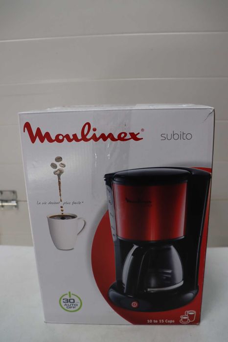 Moulinex Subito FG360D филтърна кафе машина, стъклена кана, 10-15 чаши, капацитет 1.25 л, функция за автоматично изключване,  неръждаема стомана