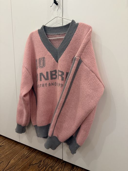 Свитер розовый/серый