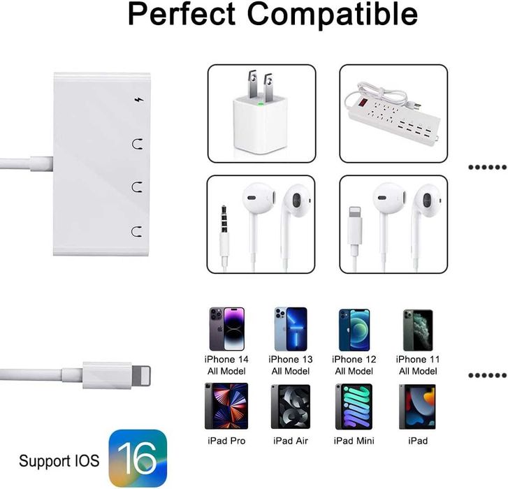 Двоен 3,5 мм адаптер за жак за слушалки, 4 в 1