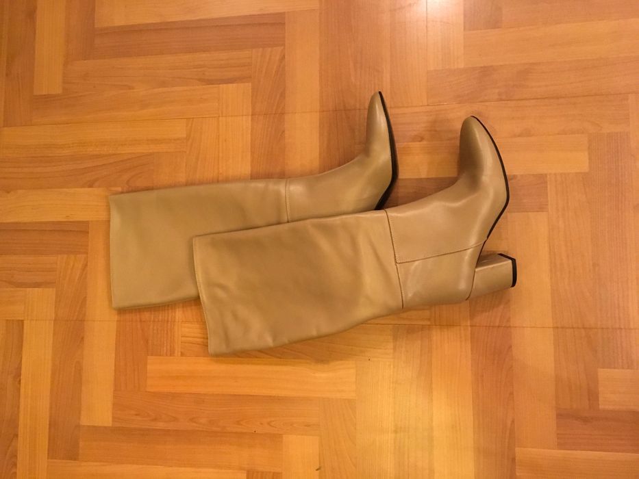 Cizme din piele crem bej dama