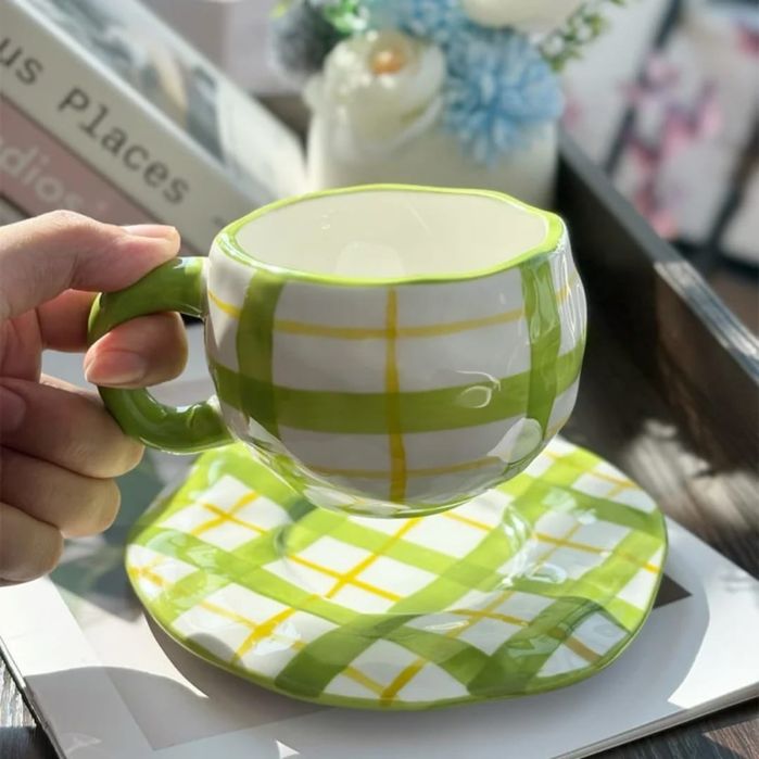Vand set cană cu farfurie retro 250 ml