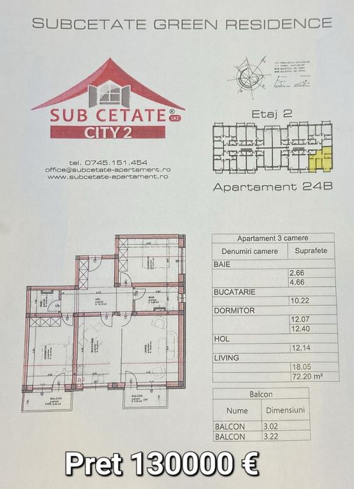 Vand apartament 3 camere Subcetate