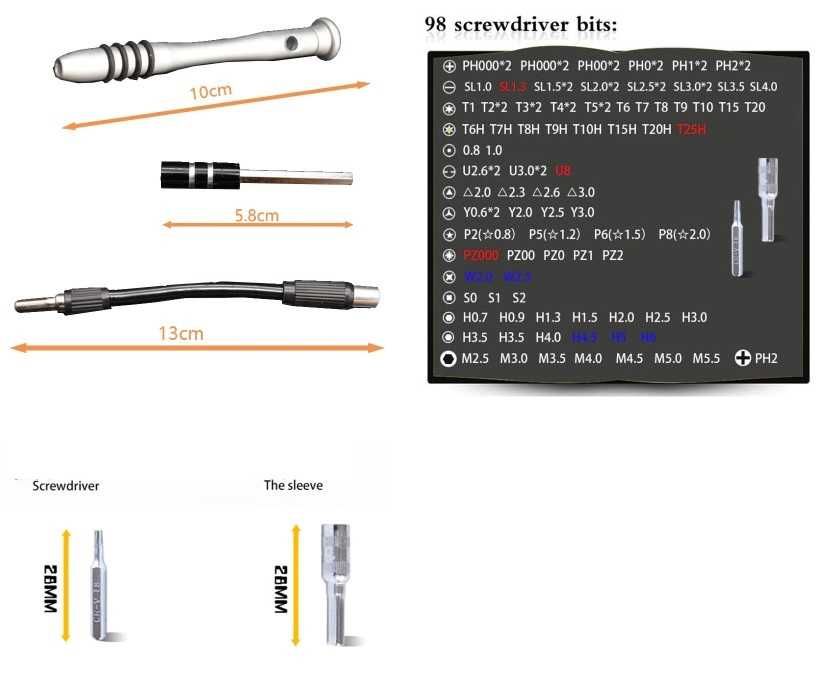 Мултифункционален  комплект мини отверки 115 в 1