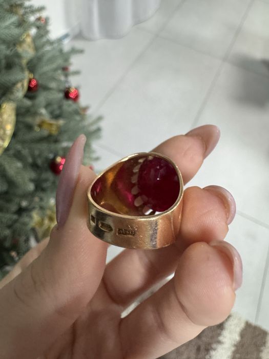Кольцо золотое с рубином 583 проба