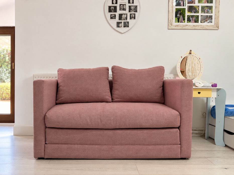 VAND  canapea extensibila stofa roz Mobexpert