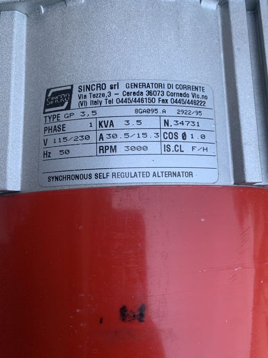 Vand alternator, Sincro , de 3,5 Kva