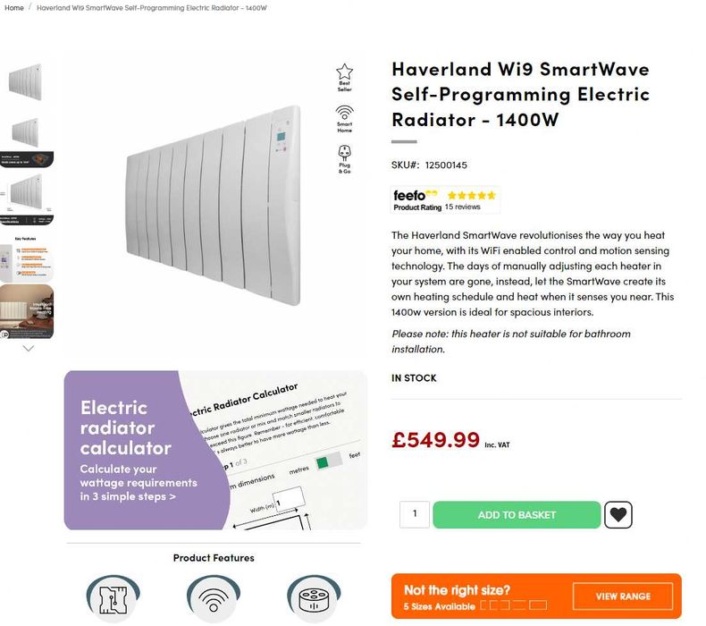 Calorifer Electric Smart Inteligent WiFi Aluminiu Turnat 450W | 1400W