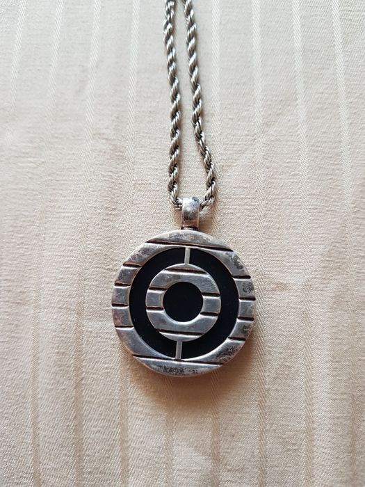Lant argint 925 Peru,pandantiv peruvian pachamama,onix negru,deosebit