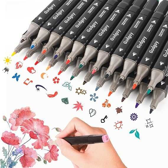 Алкохолни маркери, 80 цвята, перманентни арт маркери с двоен връх