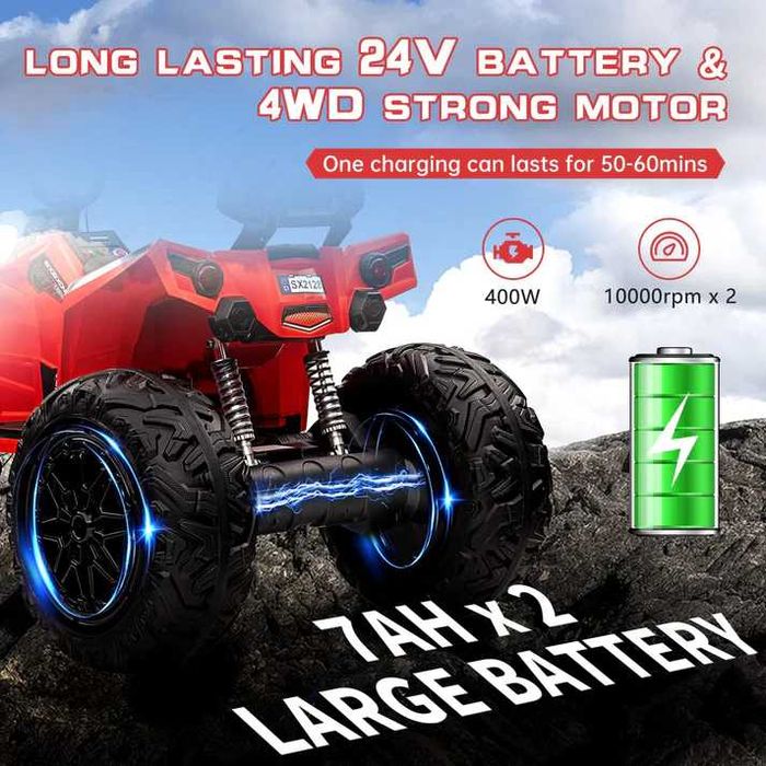 ATV electric Kinderauto MonsterQuad, 4x 100W, 24V 14Ah, RED