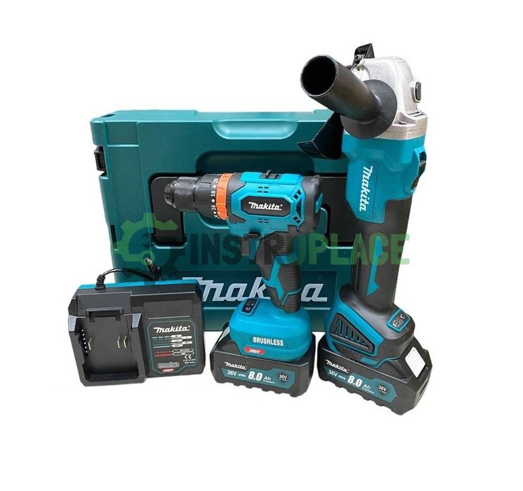 2в1 БЕЗЧЕТКОВ Акумулаторен Ъглошлайф и Винтоверт Makita 36v 8Ah МАКИТА