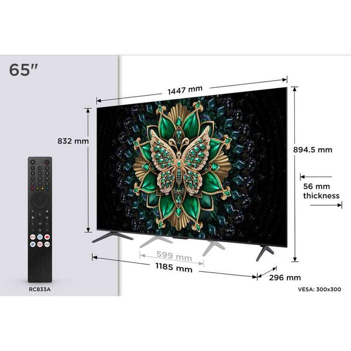 Televizor TCL Smart Google TV QD-MiniLED 65C6K 164cm 4K UHD HDR 144Hz PS5