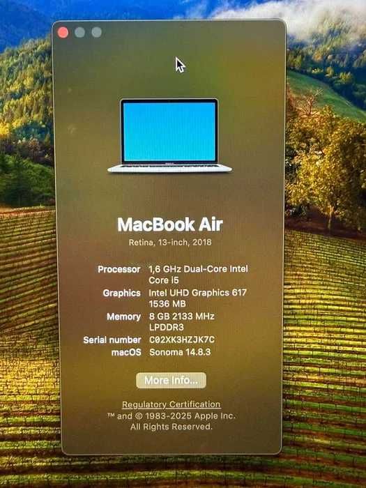 13.3' Apple MacBook Air 13.3 2018 Retina Core i5/8GB RAM/128GB SSD/Бат.4ч