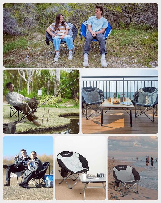 KingCamp Moon Chair, сгъваем къмпинг стол, здрав, подплатен