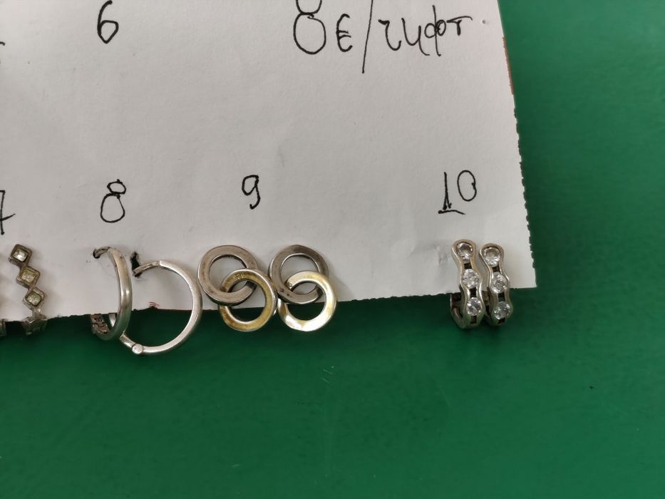 Сребърни обеци 925 8 чифта