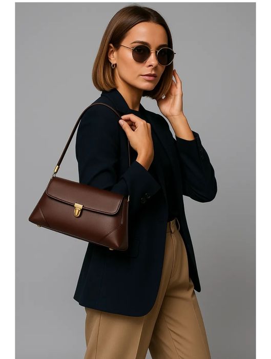 Сумка коричневая багет