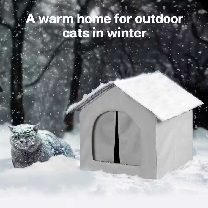Външна водоустойчива къща за домашни любимци, кучета и котки, зимна