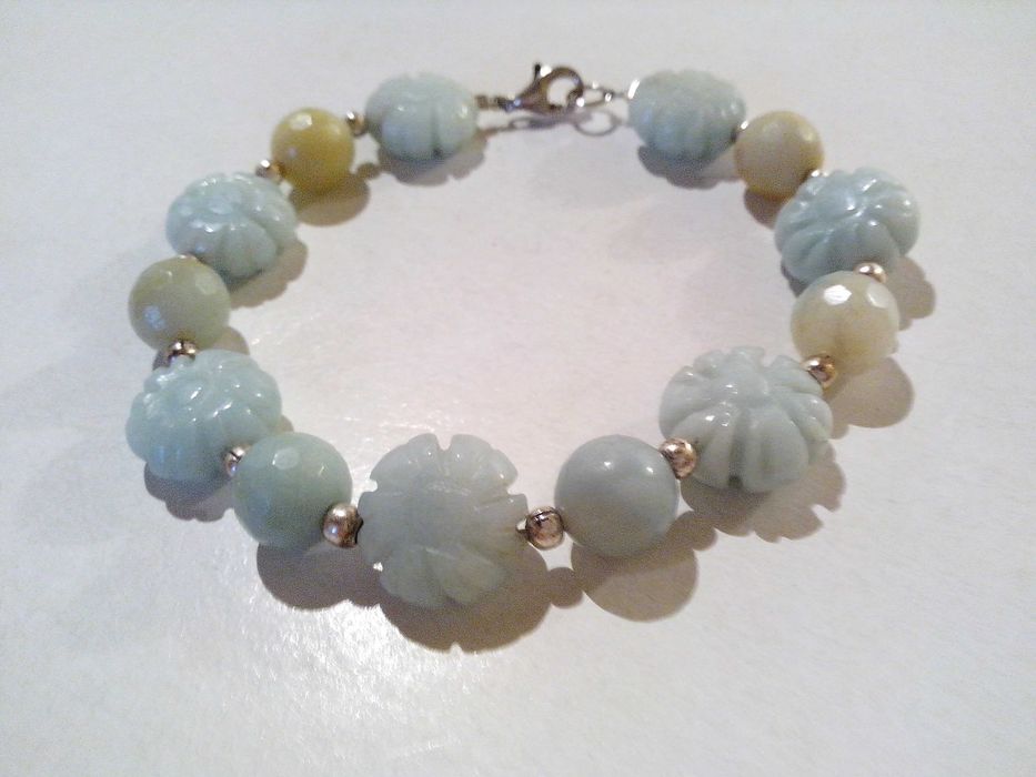 set argint si pietre naturale amazonit,cercei si bratara