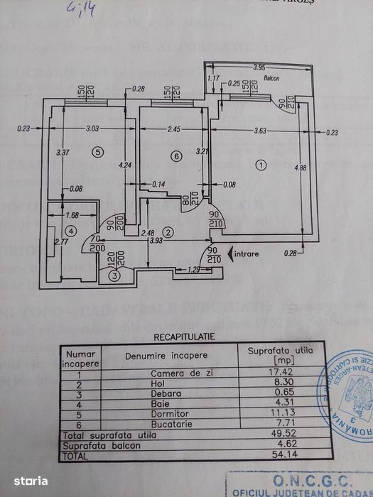 Vand apartament 2 camere Mobilat utilat ,suprafata 54,14mp