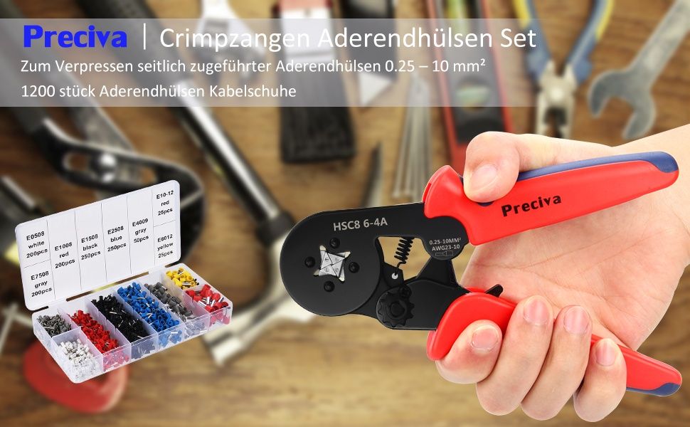Комплект Preciva за кабелни накрайници (кримповка) с 1200 накрайника