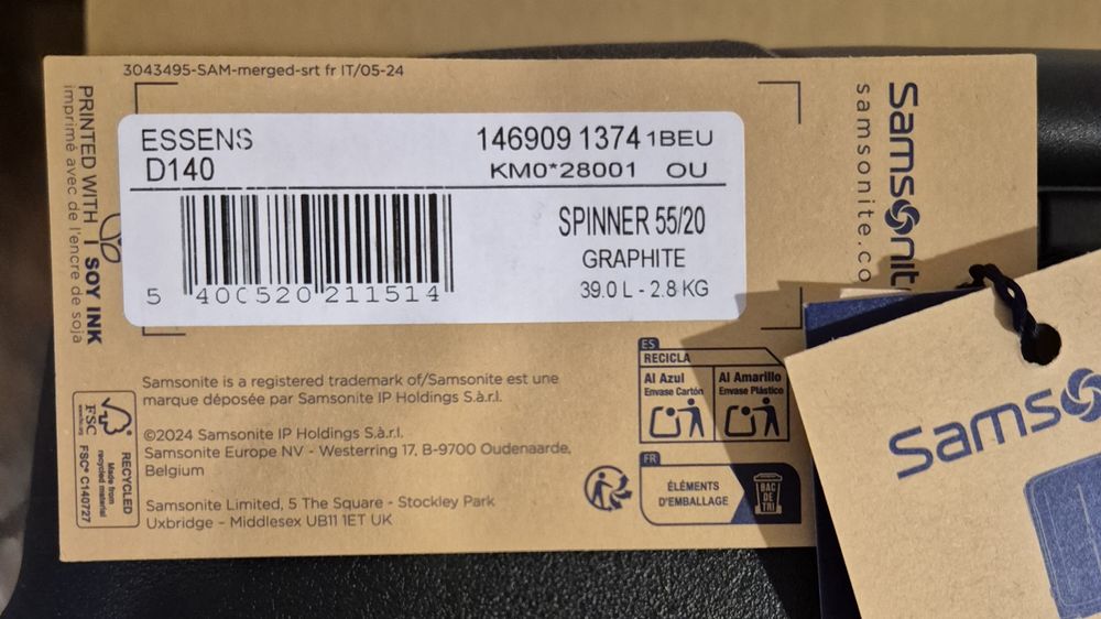 Vând troler Samsonite Essens Spinner, 55x40x20 cm, ediție Seletti