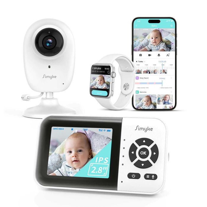 Чисто нов смарт бебефон Simyke BMS28-1 (1080P, 2.8” екран + App, Хардуерен бутон за поверителност)